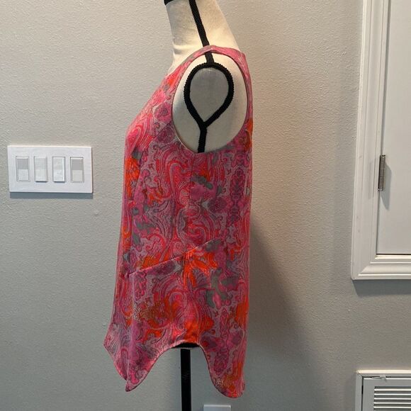 CAbi Jubilee Pink Paisley Tank Blouse Zipper Sleeveless Summer Lined Party S - Picture 7 of 11